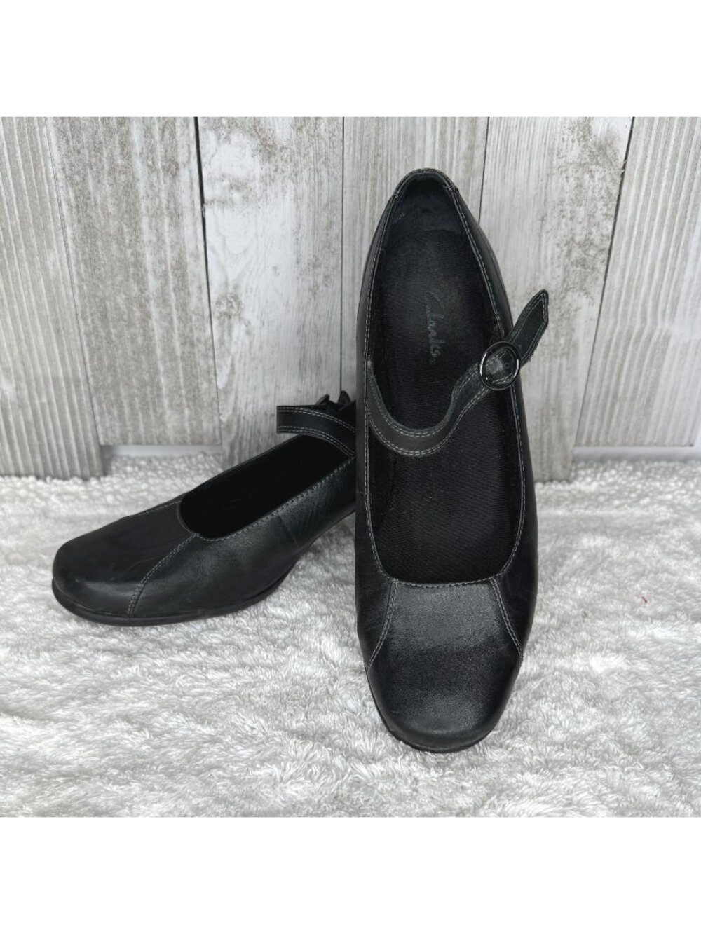 Clarks Black Leather Mary Janes Size 8 M